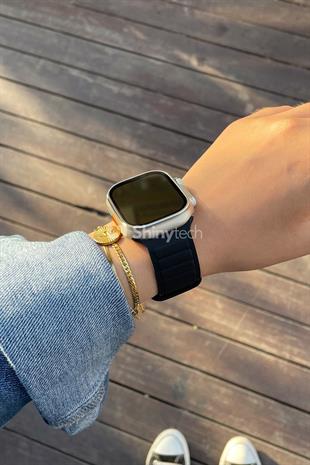 Apple Watch Uyumlu Ultra Manyetik Silikon Kordon Siyah
