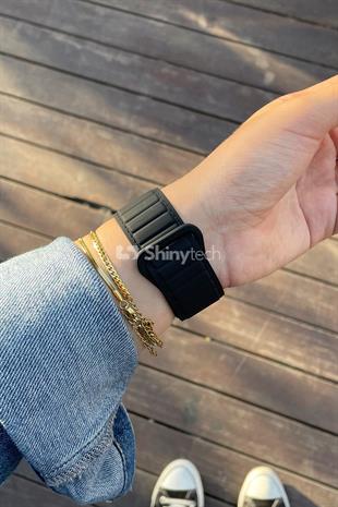 Apple Watch Uyumlu Ultra Manyetik Silikon Kordon Siyah