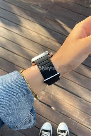 Apple Watch Uyumlu Ultra Manyetik Silikon Kordon Siyah/Beyaz