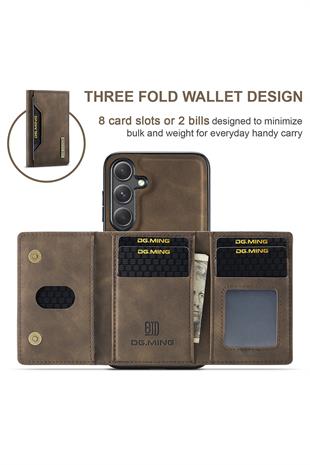 Samsung Uyumlu Ayrılabilen Cüzdanlı Deri Telefon Kılıfı Koyu Kahverengi