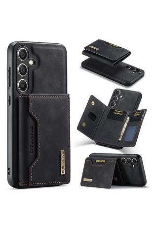 Samsung Uyumlu Ayrılabilen Cüzdanlı Deri Telefon Kılıfı Siyah