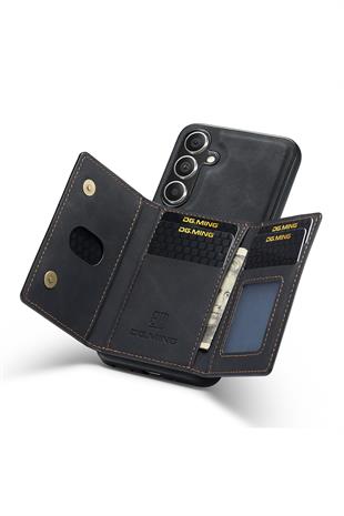 Samsung Uyumlu Ayrılabilen Cüzdanlı Deri Telefon Kılıfı Siyah