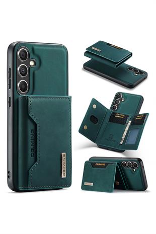 Samsung Uyumlu Ayrılabilen Cüzdanlı Deri Telefon Kılıfı Yeşil