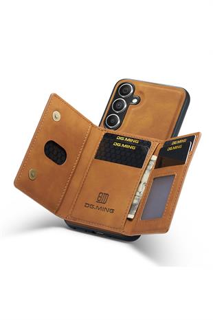 Samsung Uyumlu Ayrılabilen Cüzdanlı Deri Telefon Kılıfı Taba