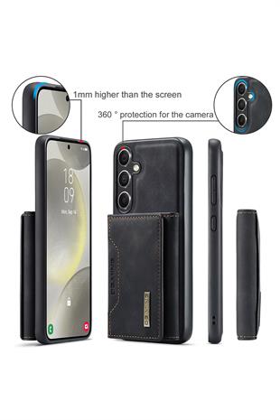 Samsung Uyumlu Ayrılabilen Cüzdanlı Deri Telefon Kılıfı Siyah