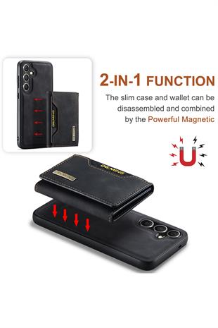 Samsung Uyumlu Ayrılabilen Cüzdanlı Deri Telefon Kılıfı Siyah