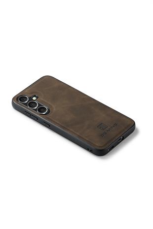 Samsung Uyumlu Ayrılabilen Cüzdanlı Deri Telefon Kılıfı Koyu Kahverengi