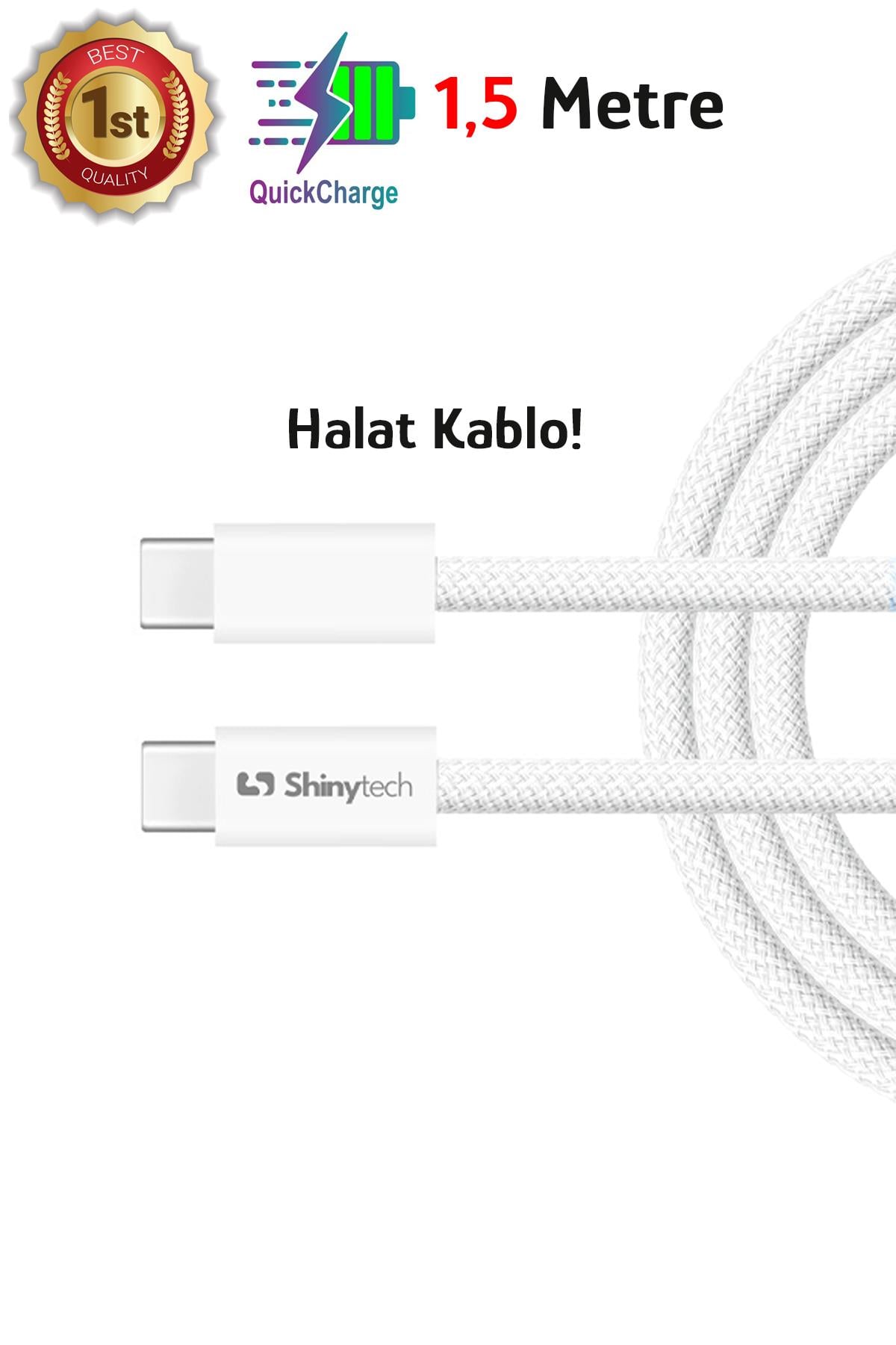 Apple iPhone 15 16 Uyumlu Şarj Kablosu Usb-c Örgü Kablo 1,5 Metre - ShinyTECH