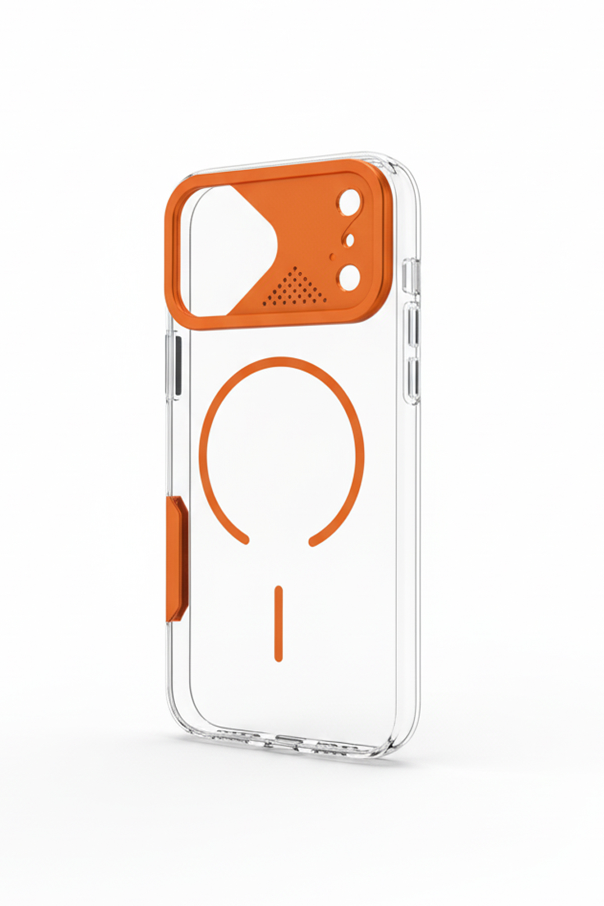 Apple iPhone Uyumlu Frame MagSafe Şeffaf Kılıf – Metal Kamera Çerçeveli, Darbe Korumalı Turuncu - ShinyTECH