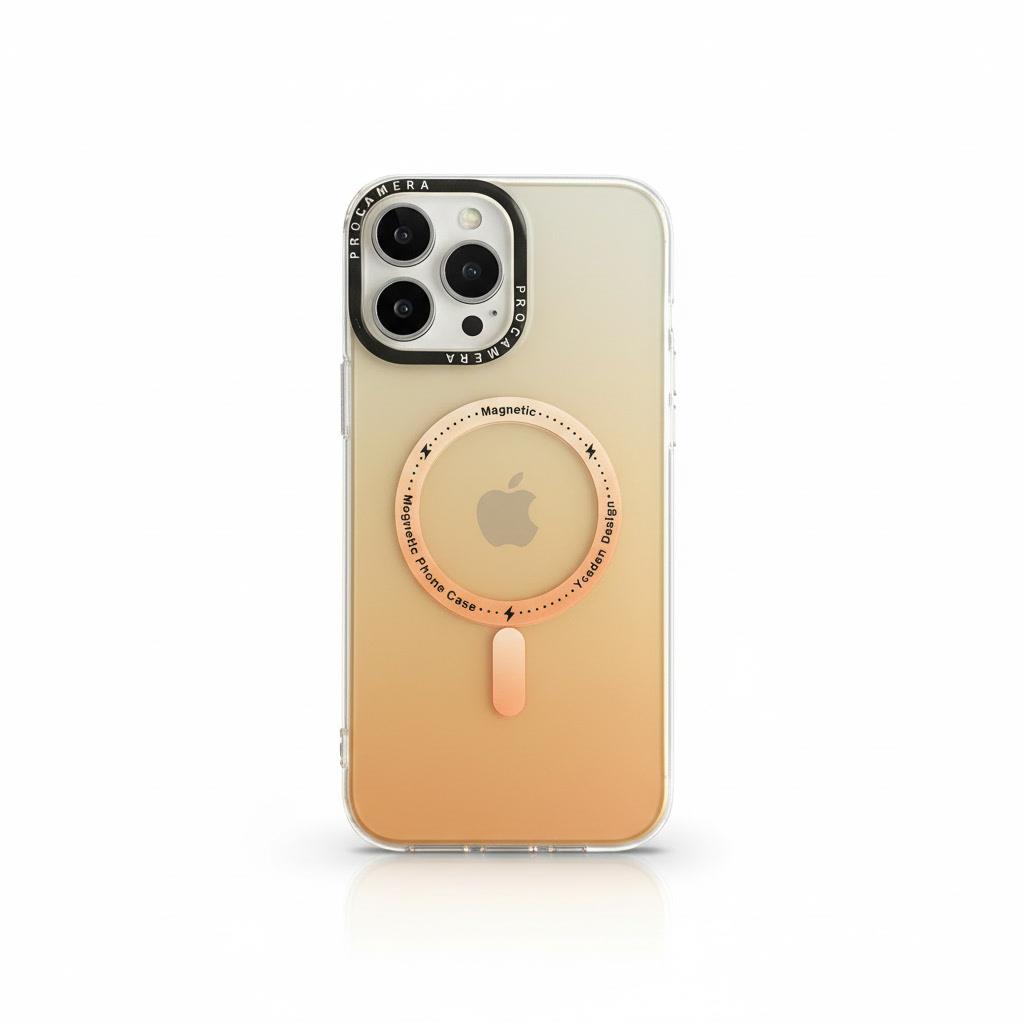 Apple iPhone Uyumlu Gradyan Renkli Magsafe Kılıf Turuncu - ShinyTECH
