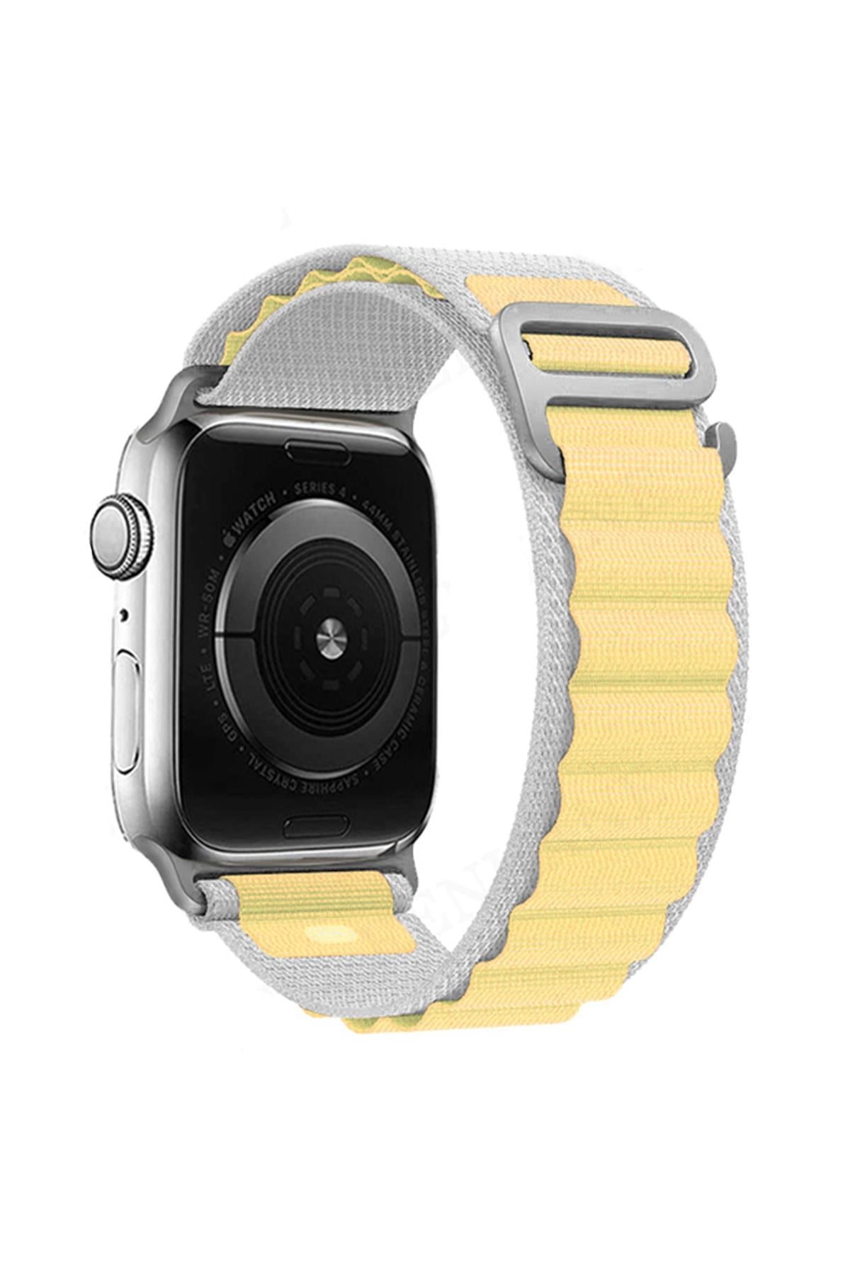 Apple Watch Uyumlu Alpine Loop Kordon Gri/Sarı - ShinyTECH