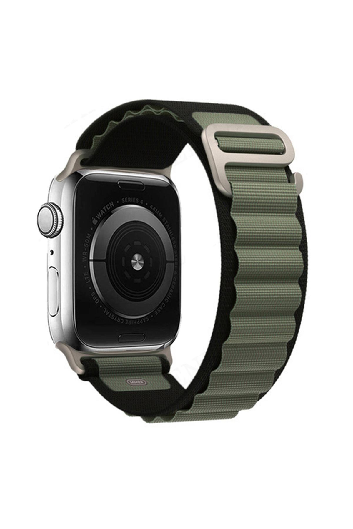 Apple Watch Uyumlu Alpine Loop Kordon Siyah/Yeşil - ShinyTECH