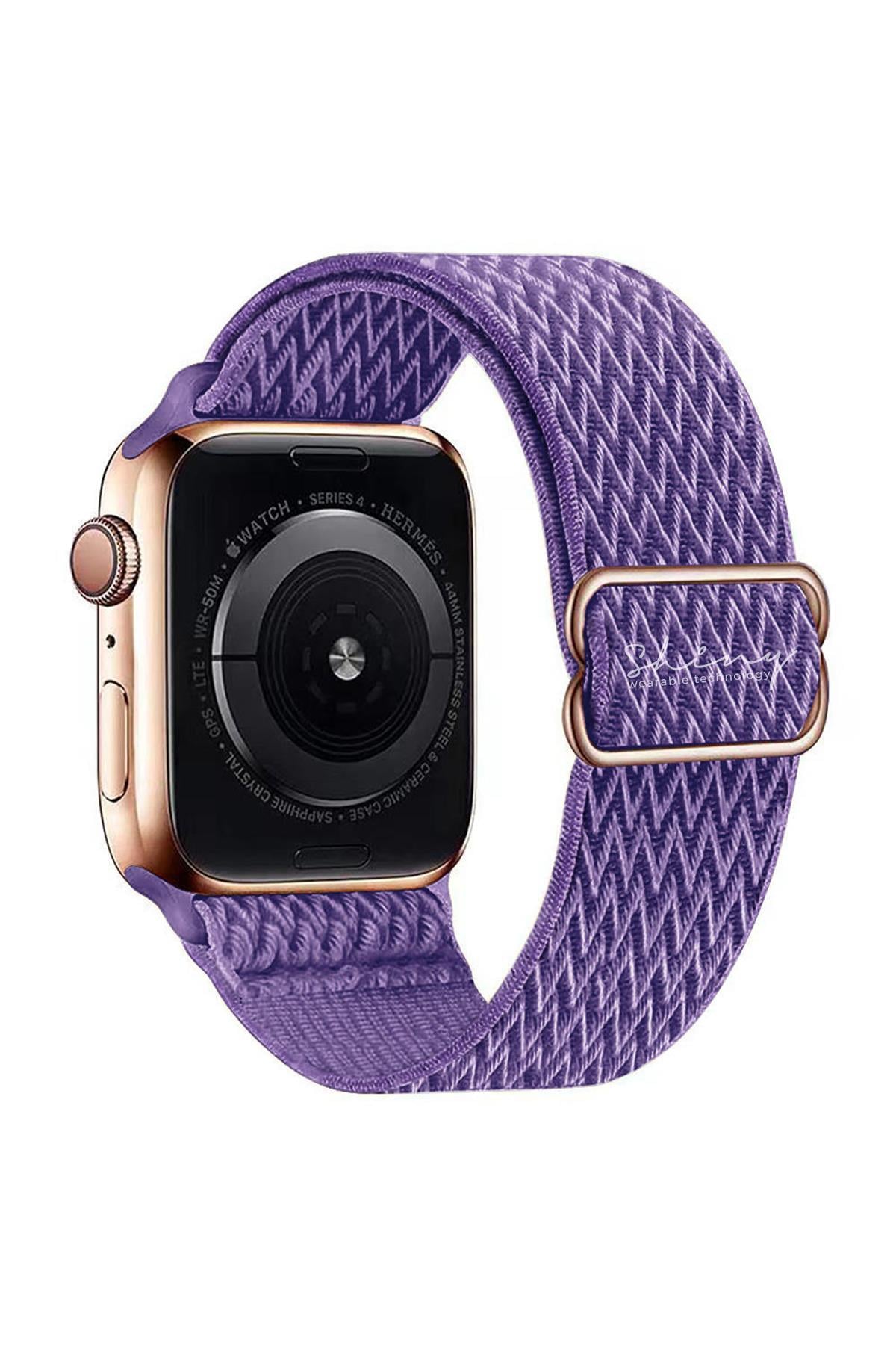 Apple Watch Uyumlu Ayarlanabilir W Örgü Loop Kordon Mor - ShinyTECH