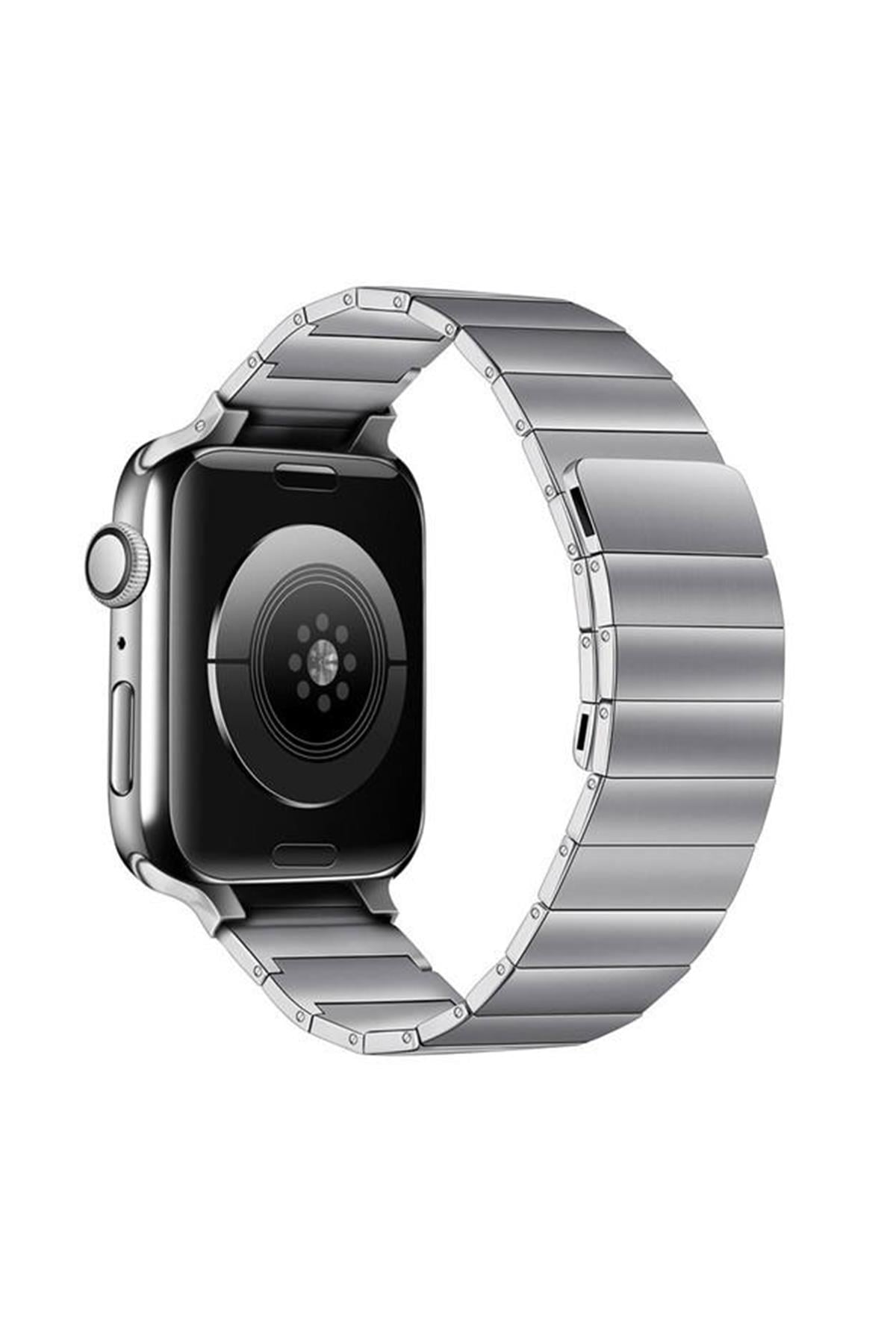 Apple Watch Uyumlu Baklalı Çelik Kordon Gümüş - ShinyTECH