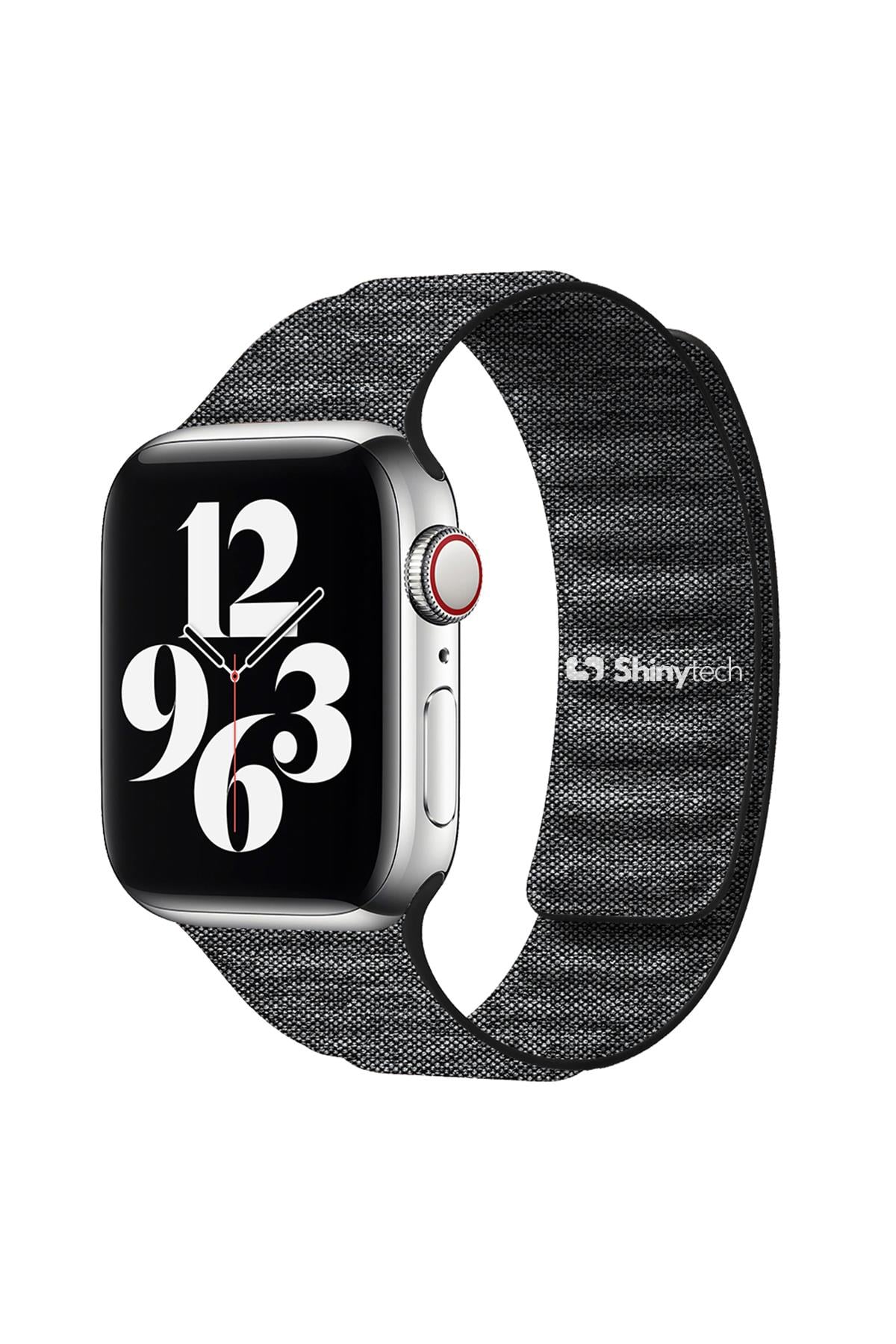 Apple Watch Uyumlu Baklalı Denim Loop Kordon Siyah - ShinyTECH