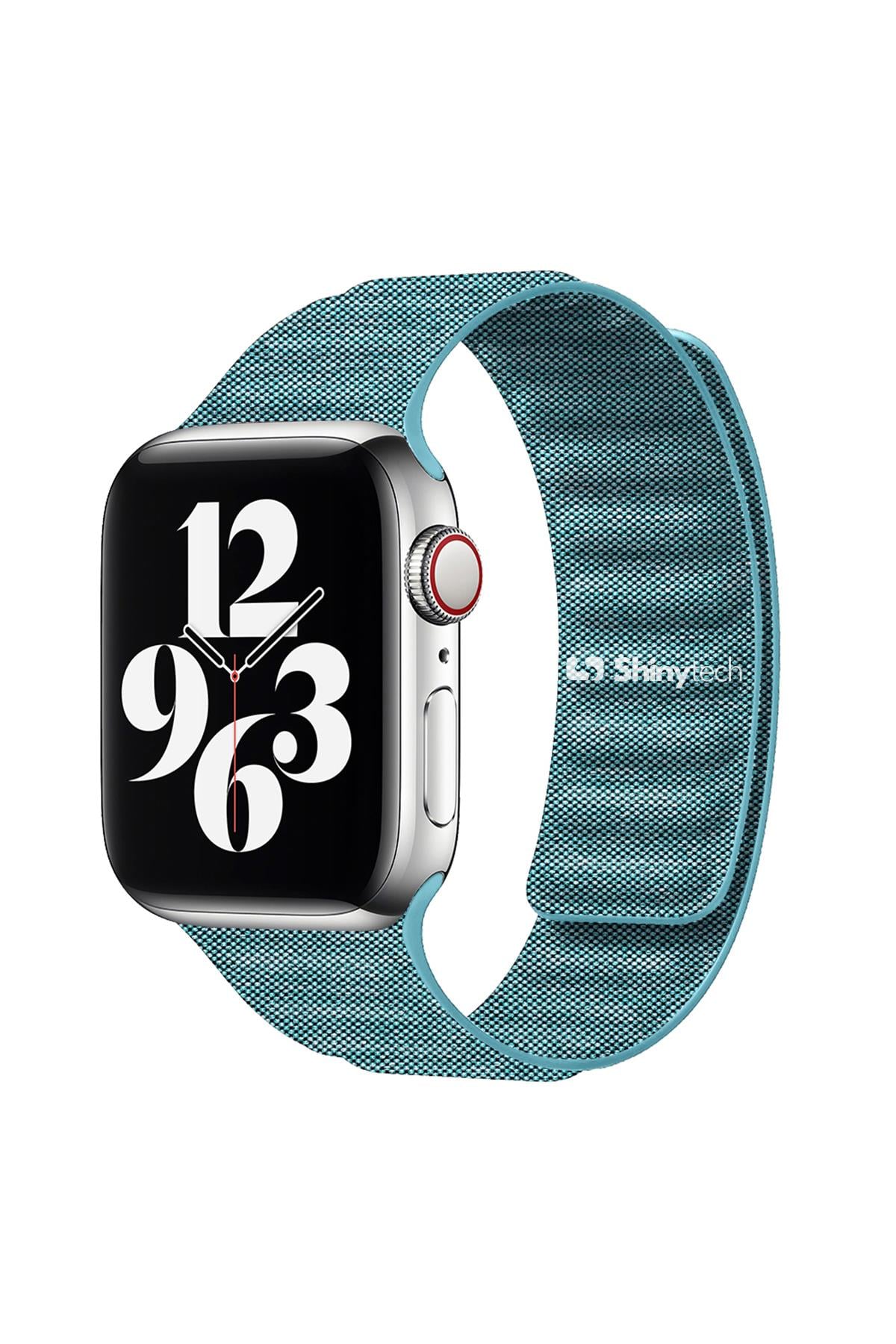 Apple Watch Uyumlu Baklalı Denim Loop Kordon Turkuaz - ShinyTECH