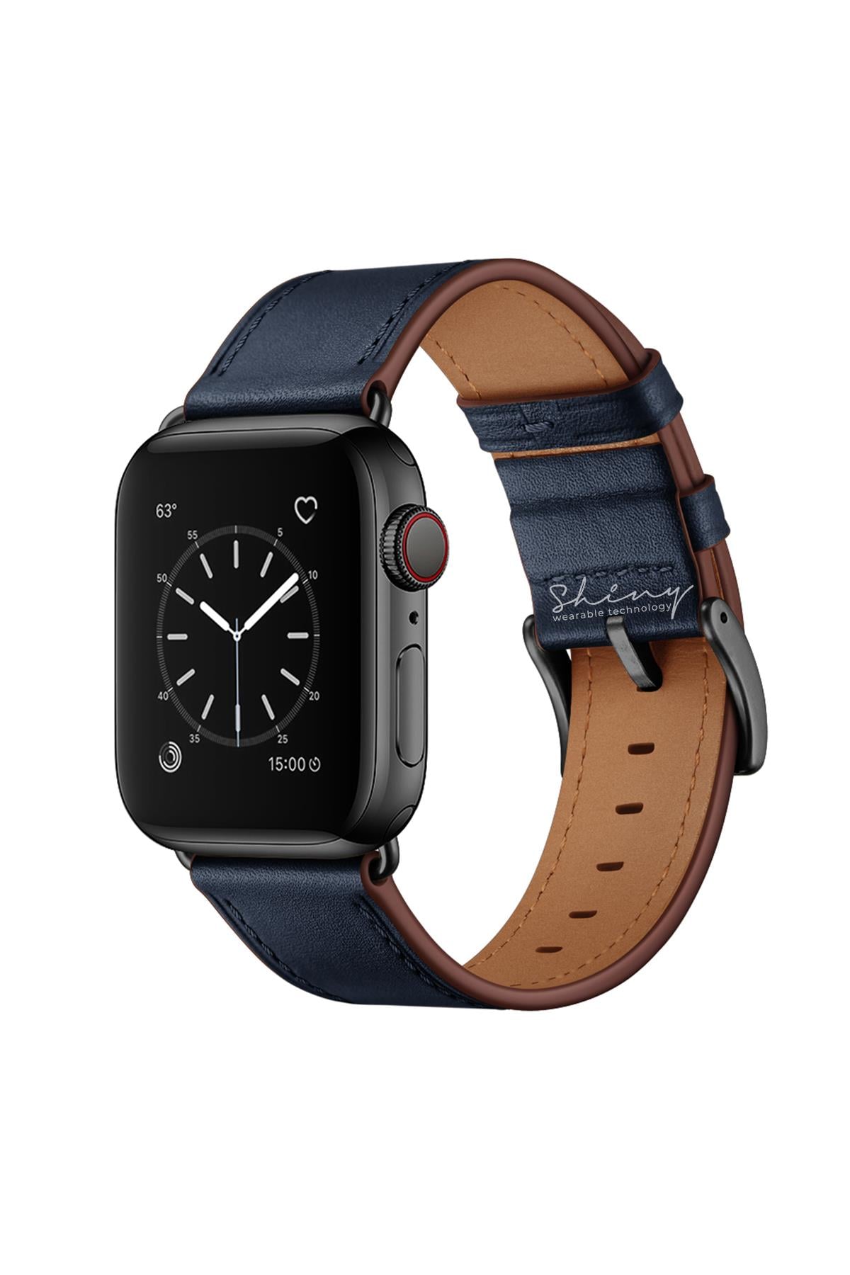 Apple Watch Uyumlu Hakiki Deri Kordon Lacivert - ShinyTECH