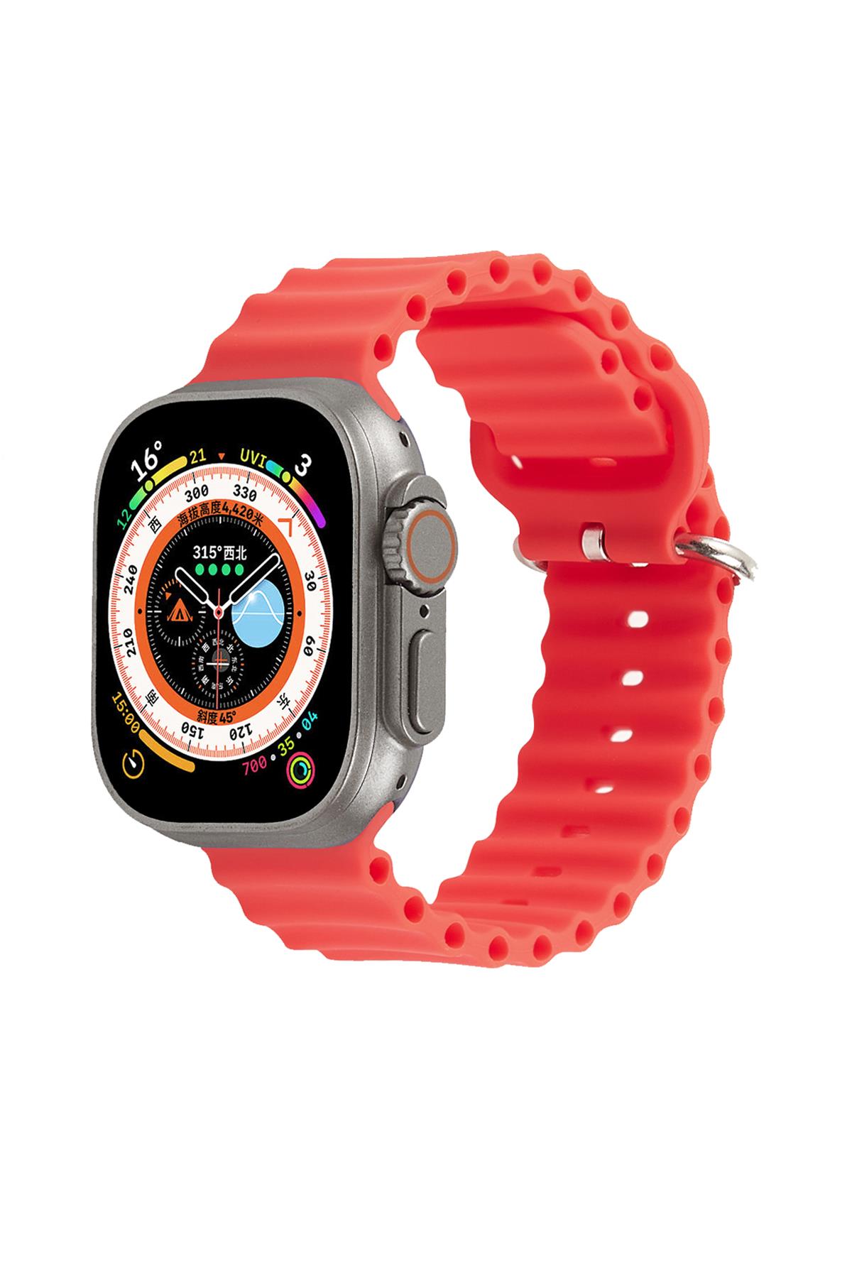 Apple Watch Uyumlu Kalın Ocean Loop Kordon Kırmızı - ShinyTECH