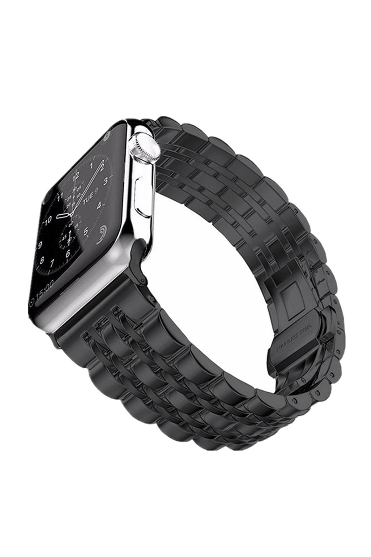 Apple Watch Uyumlu Klasik Jubile Çelik Kordon Siyah - ShinyTECH