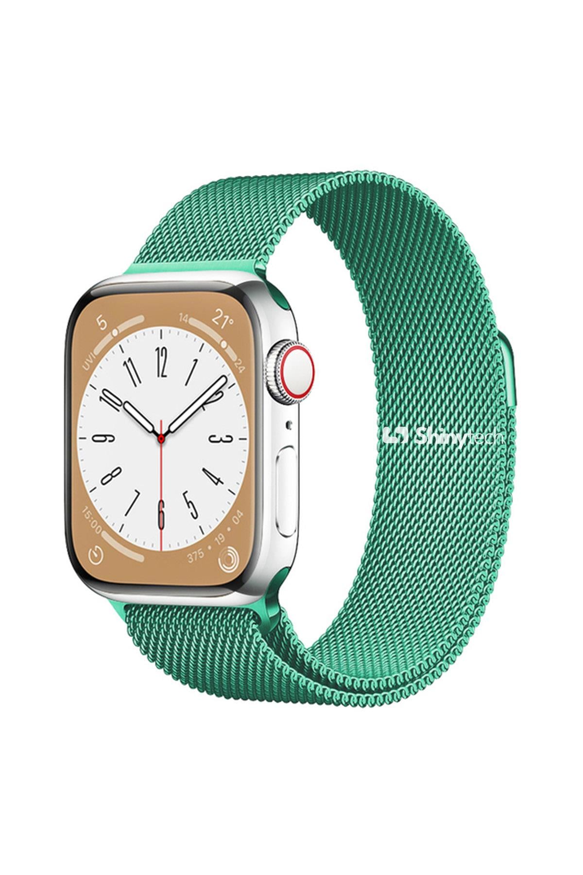 Apple Watch Uyumlu Milano Loop Çelik Hasır Kordon Açık Yeşil - ShinyTECH