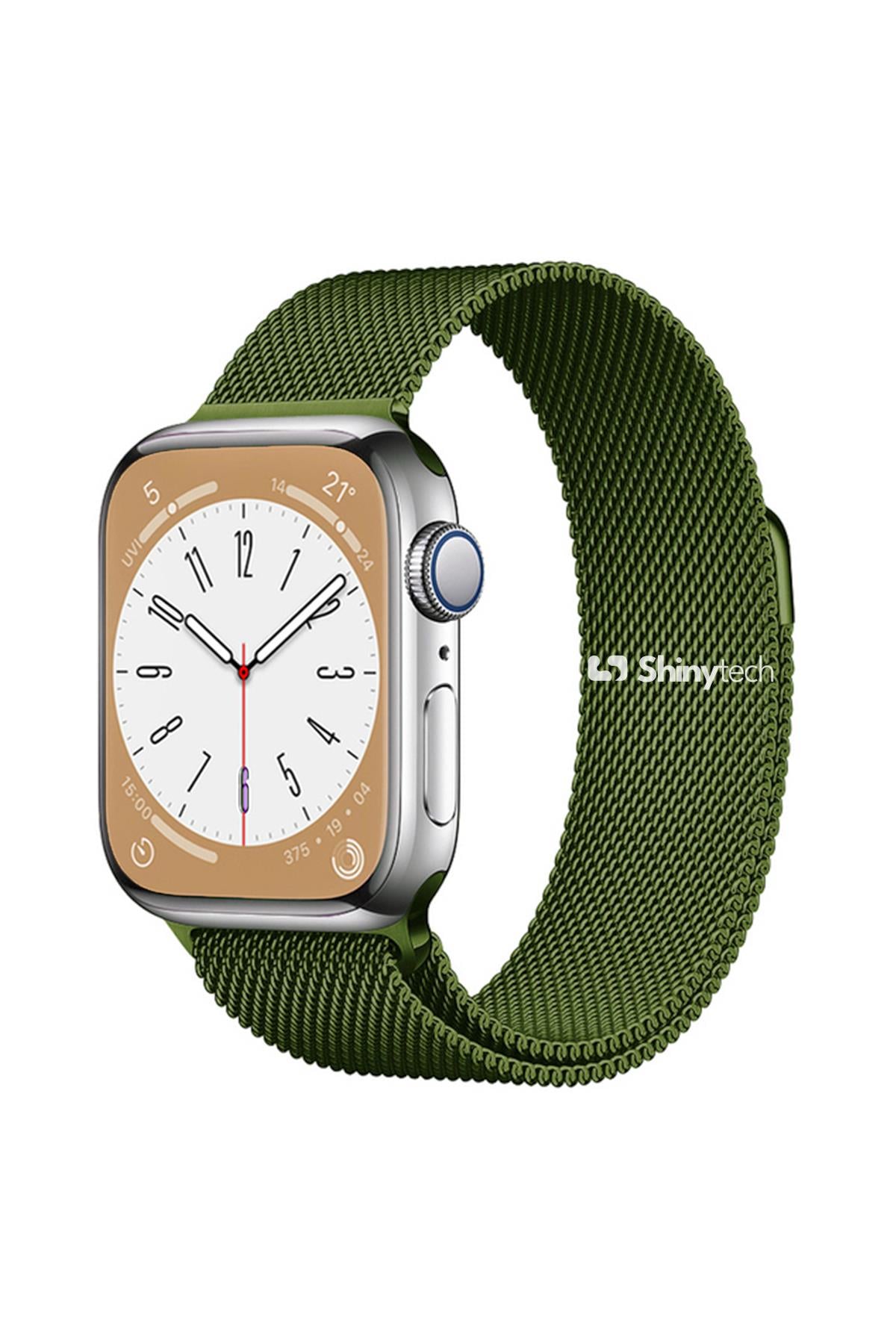 Apple Watch Uyumlu Milano Loop Çelik Hasır Kordon Parlak Yeşil - ShinyTECH