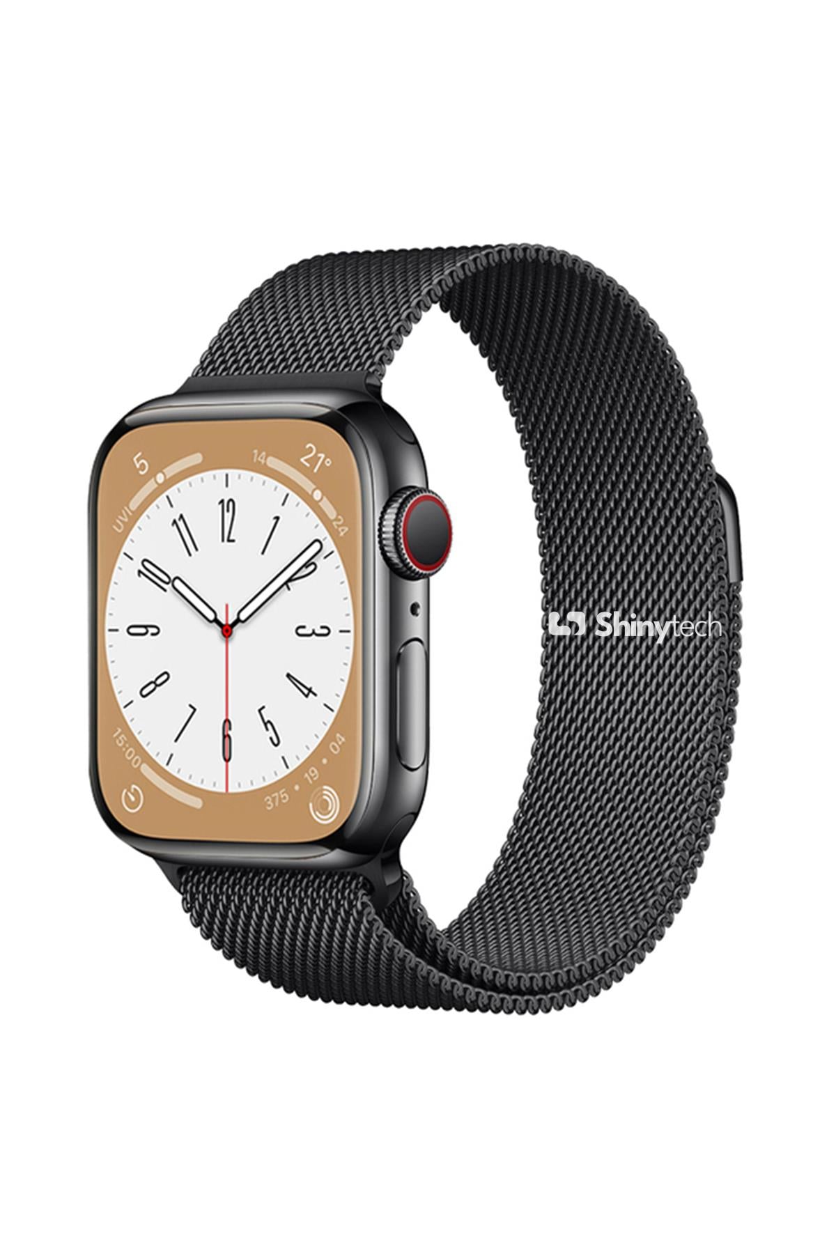 Apple Watch Uyumlu Milano Loop Çelik Hasır Kordon Siyah - ShinyTECH