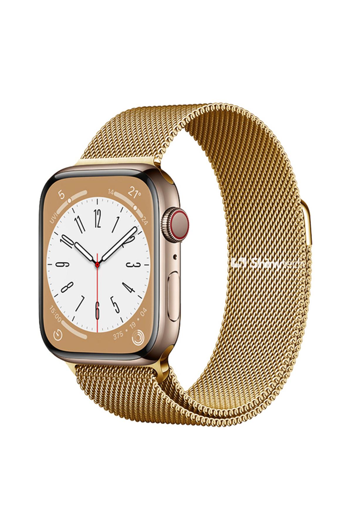 Apple Watch Uyumlu Milano Loop Çelik Hasır Kordon Gold - ShinyTECH