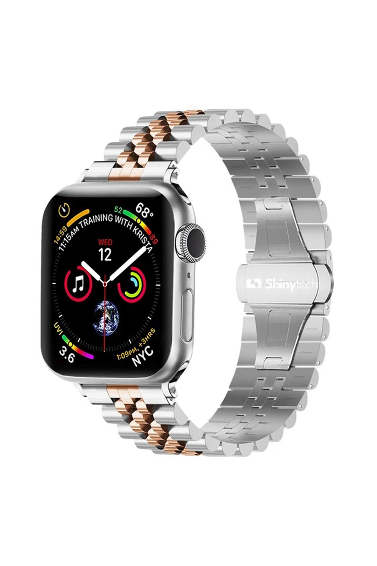 Apple Watch Uyumlu Modern Jubile Celik Kordon Gumu Rose