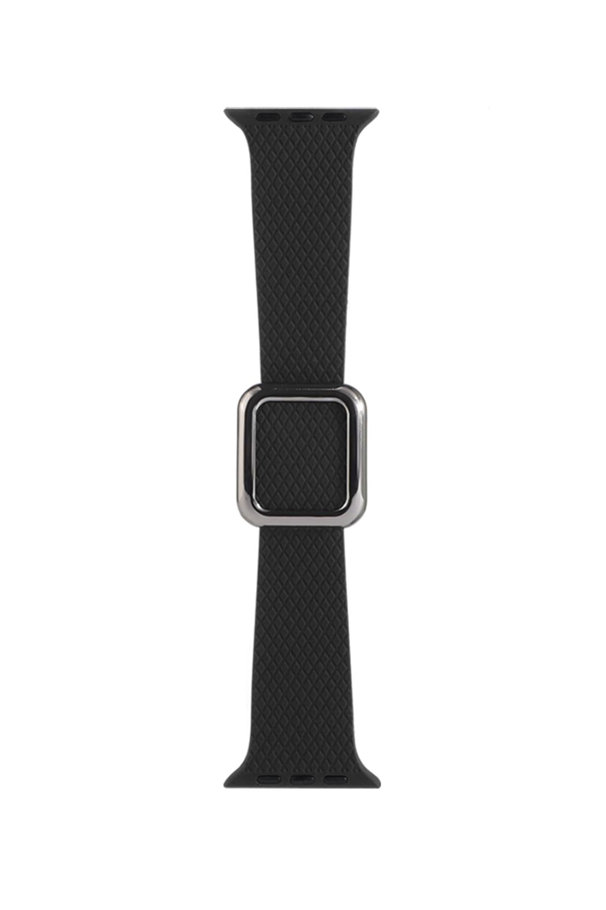 Apple Watch Uyumlu Modern Tokalı Kordon Siyah - ShinyTECH