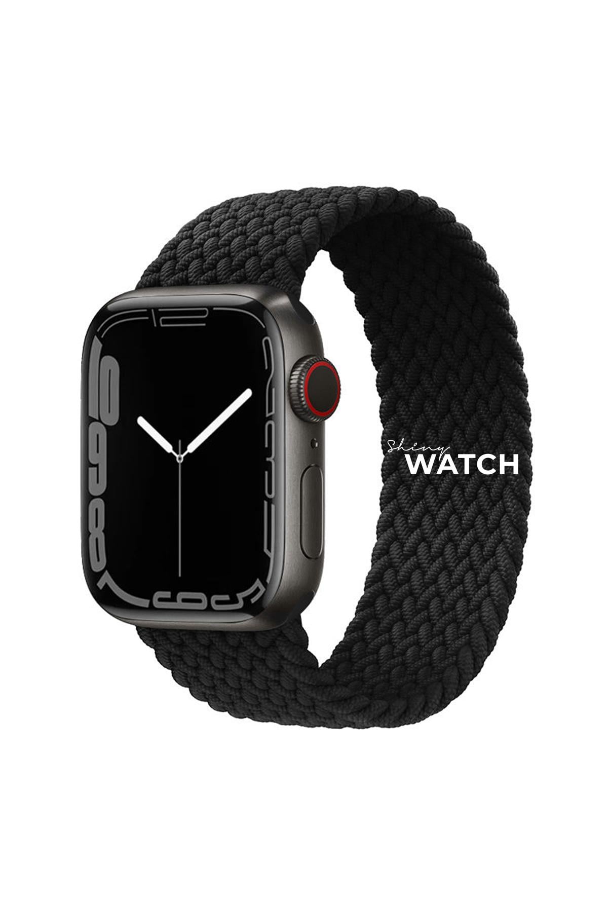 Apple Watch Uyumlu Örgü Loop Kordon Siyah - ShinyTECH