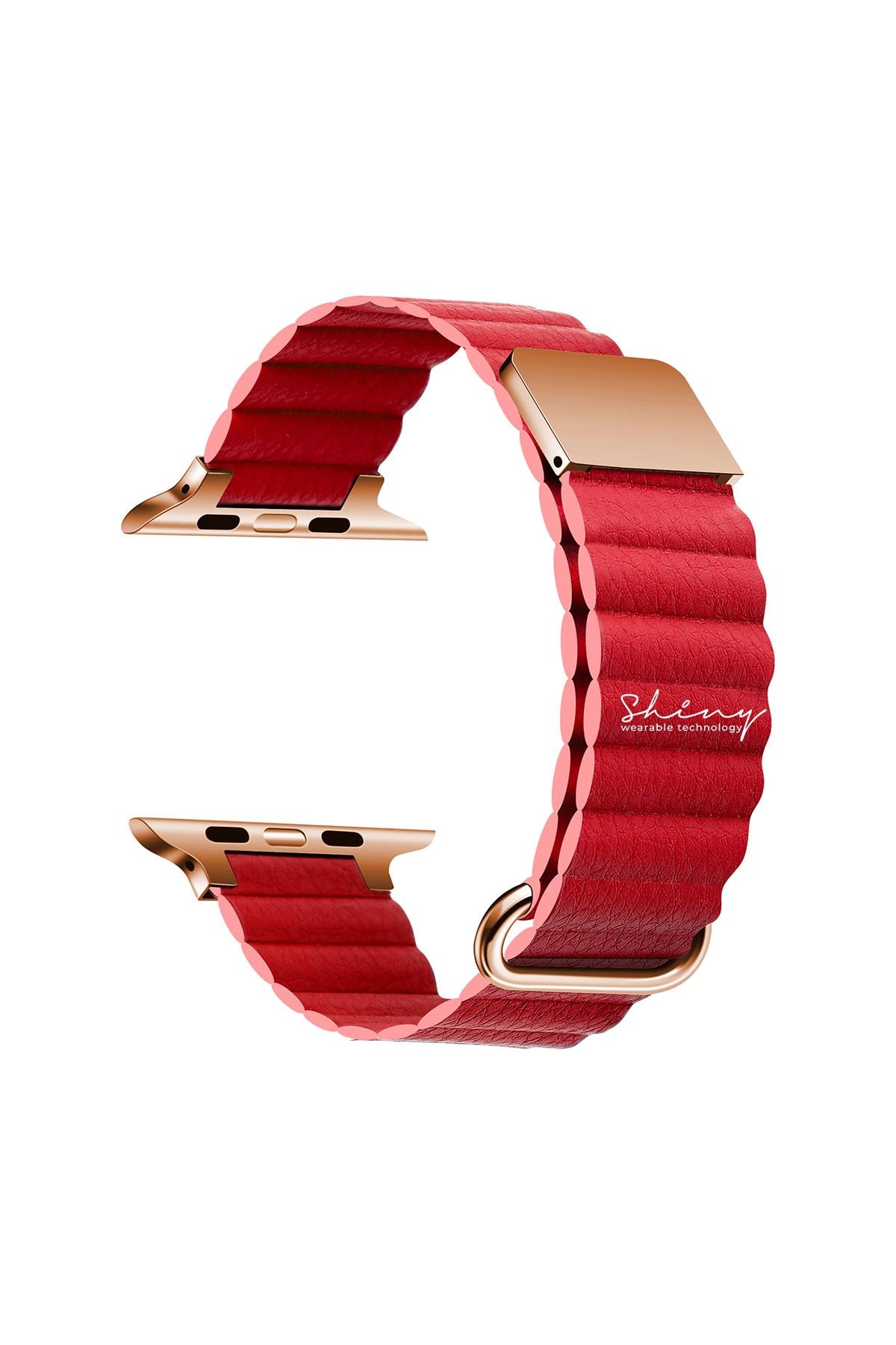 Apple Watch Uyumlu Premium Deri Loop Kırmızı - ShinyTECH