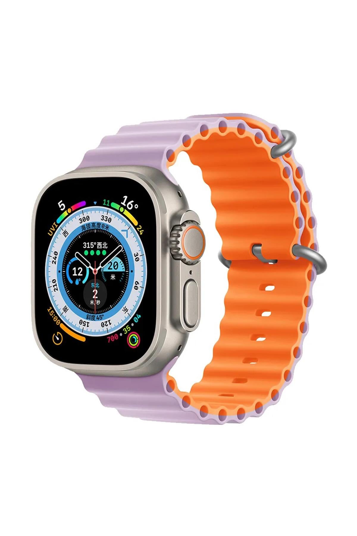 Apple Watch Uyumlu Renkli Ocean Loop Kordon Açık Mor/Turuncu - ShinyTECH