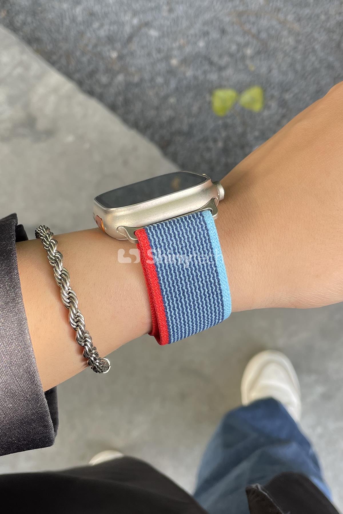 Apple Watch Uyumlu Trail Loop Kordon Mavi/Kırmızı - ShinyTECH