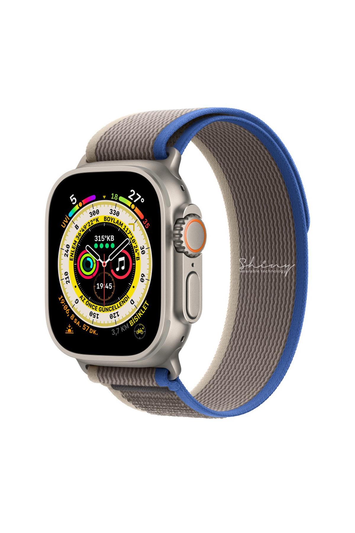 Apple Watch Uyumlu Trail Loop Kordon Mavi/Gri - ShinyTECH