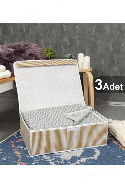 3 Adet Çok Amaçlı Kutu Baza Kahve 50x40x19cm