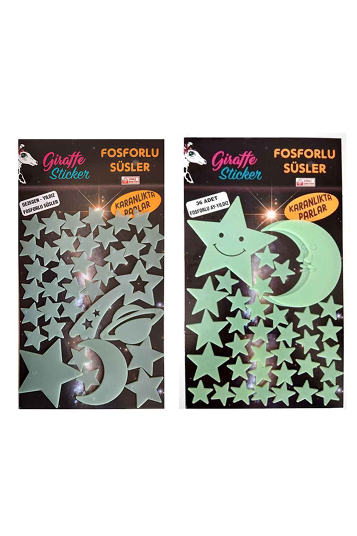 Karanlıkta Parlayan Gezegen Yıldız Ve Ay Modeli Set