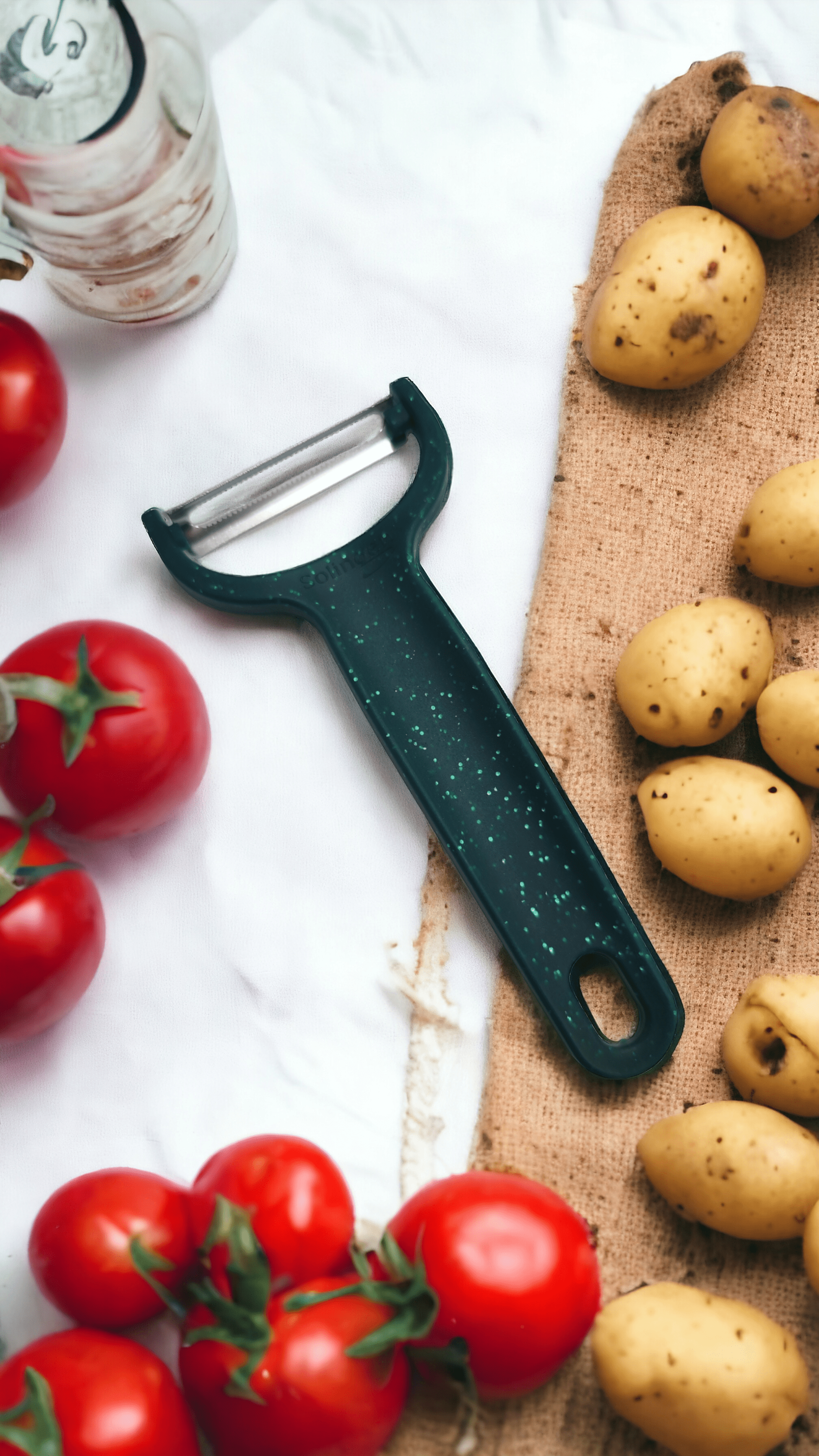 Solingen Paslanmaz Çelik Ağızlı Soyacak Meyve Sebze Soyacağı Yeşil