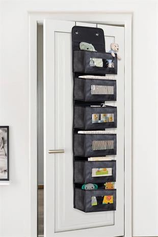 6 Katlı Kapı Arkası Düzenleyici Raf Bebek Eşyası Çocuk Odası Banyo Organizer Antrasit