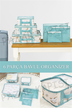 Baby Lüks 6'lı Bavul Organizer Seyahat Çantası Mavi