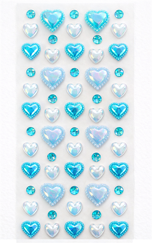 Mavi 3D Parlak Işıltılı Taş Sticker Yapışkanlı Tırnak Saç Süs Dekor DIY Yılbaşı Hobi Süsleme Seti