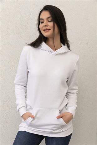 Unisex Kanguru Cepli Kapüşonlu Basic Sweatshirt