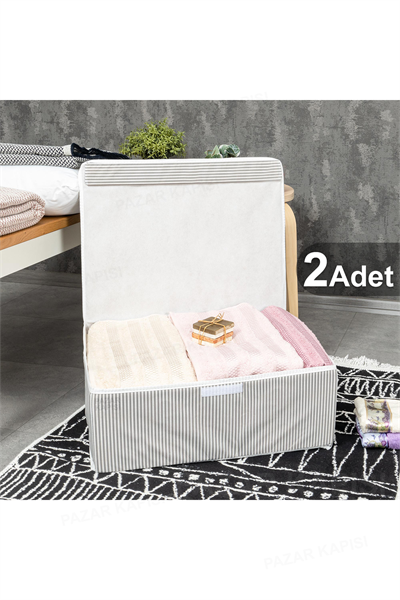 2 Adet Çok Amaçlı Kutu Baza Gri 50x40x19cm