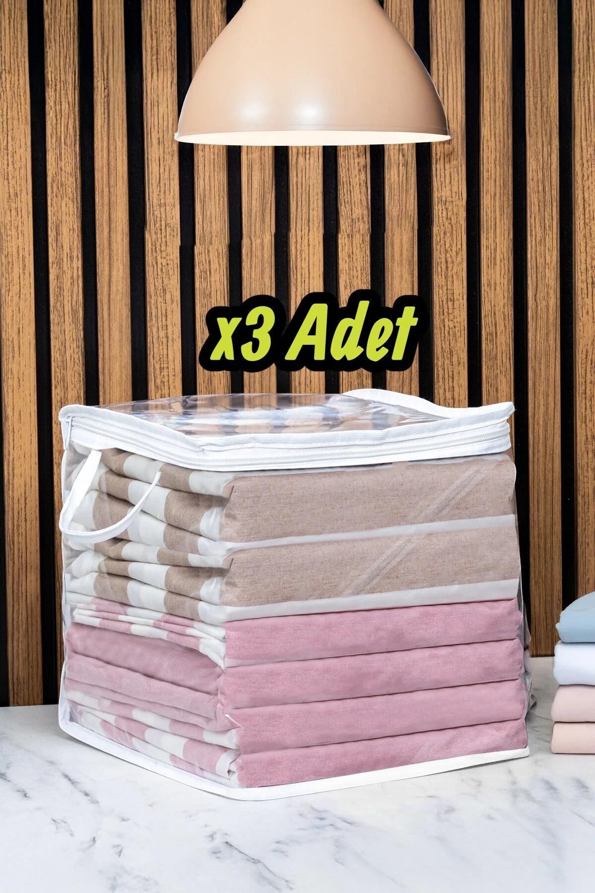 3 Adet Mini Şeffaf Hurç Havlu Giysi Iç Çamaşırı Düzenleyici Saklama Çantası 25x25cm