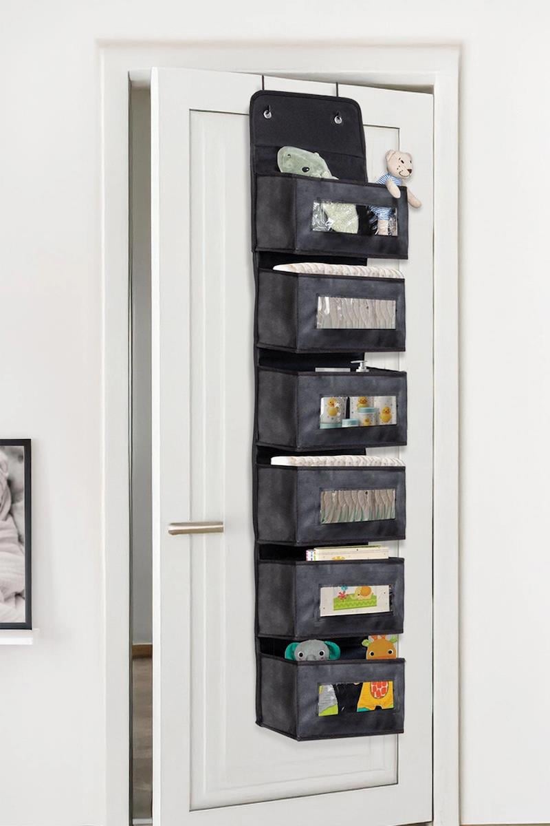 6 Katlı Kapı Arkası Düzenleyici Raf Bebek Eşyası Çocuk Odası Banyo Organizer Antrasit
