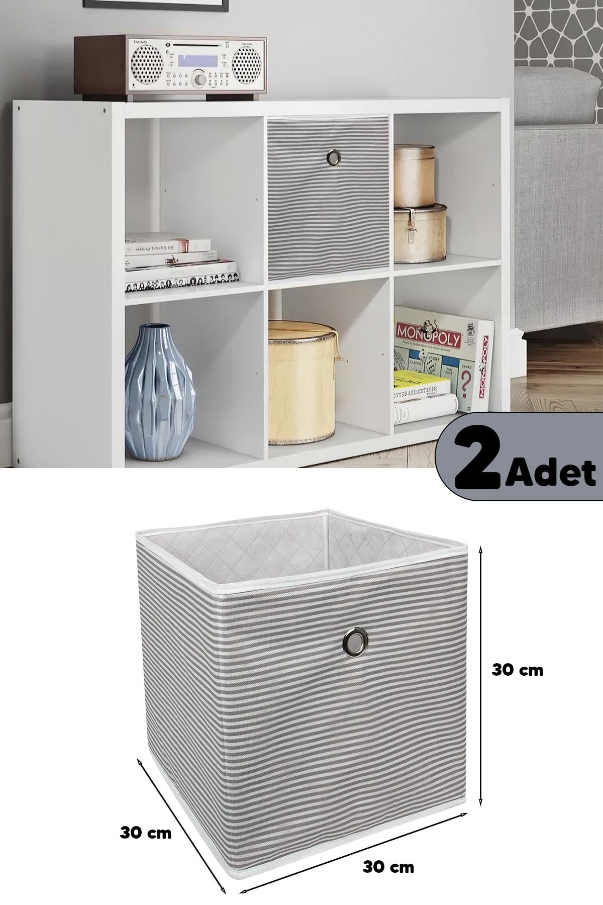 ALAS 2 Adet - Çok Amaçlı Raf Organizer Saklama Kutusu 30 X 30 X 3