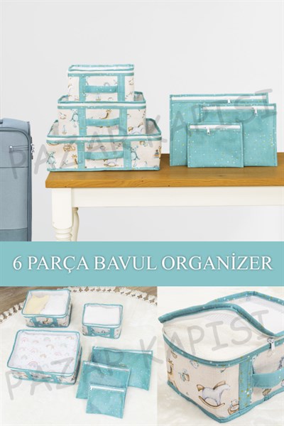 Baby Lüks 6'lı Bavul Organizer Seyahat Çantası Mavi