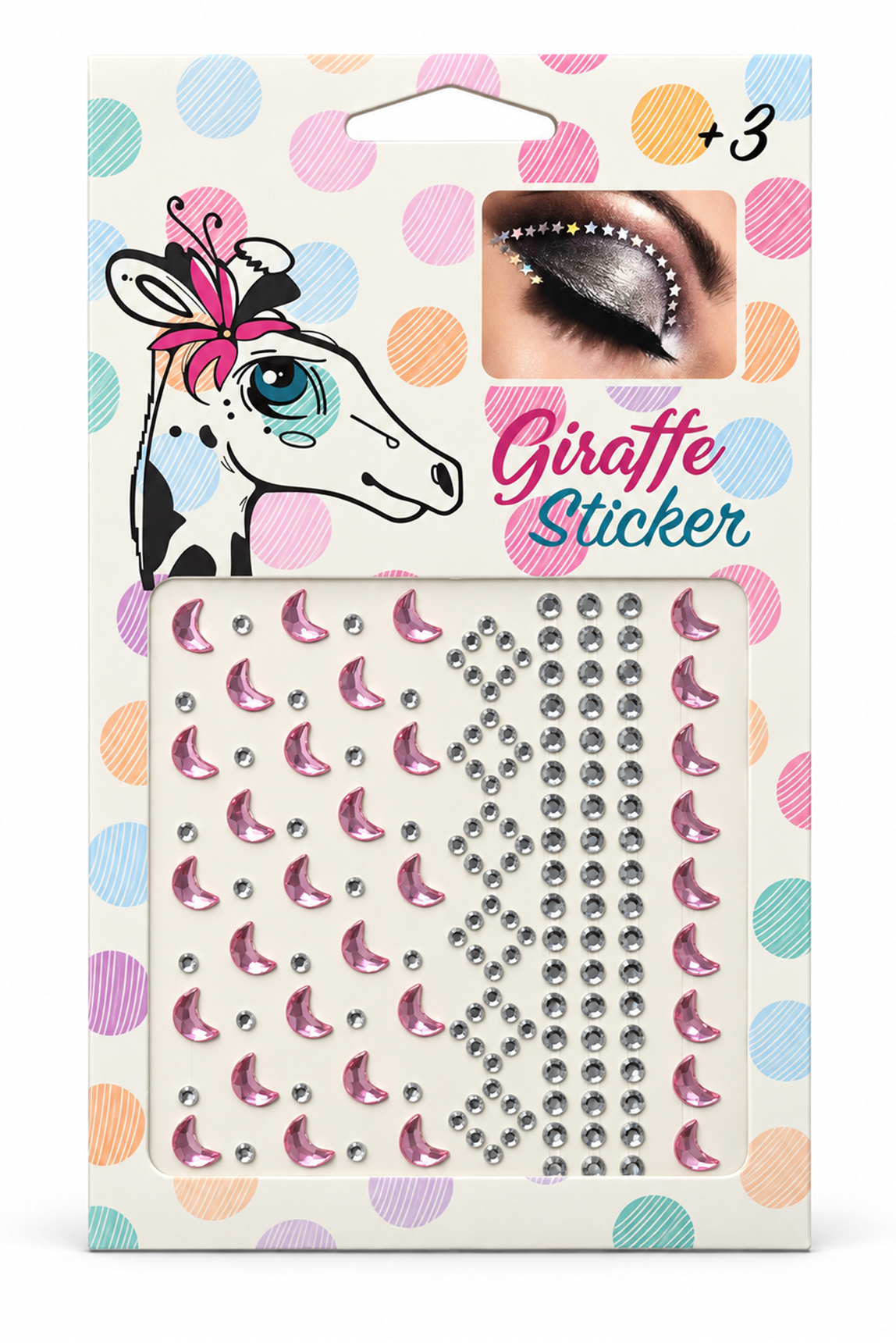 Pembe Aylı Taş Sticker Yapışkanlı Saç , Yüz Vücut Ve Tırnak Taşı Yılbaşı Süs Dekor Işıltılı Parlak