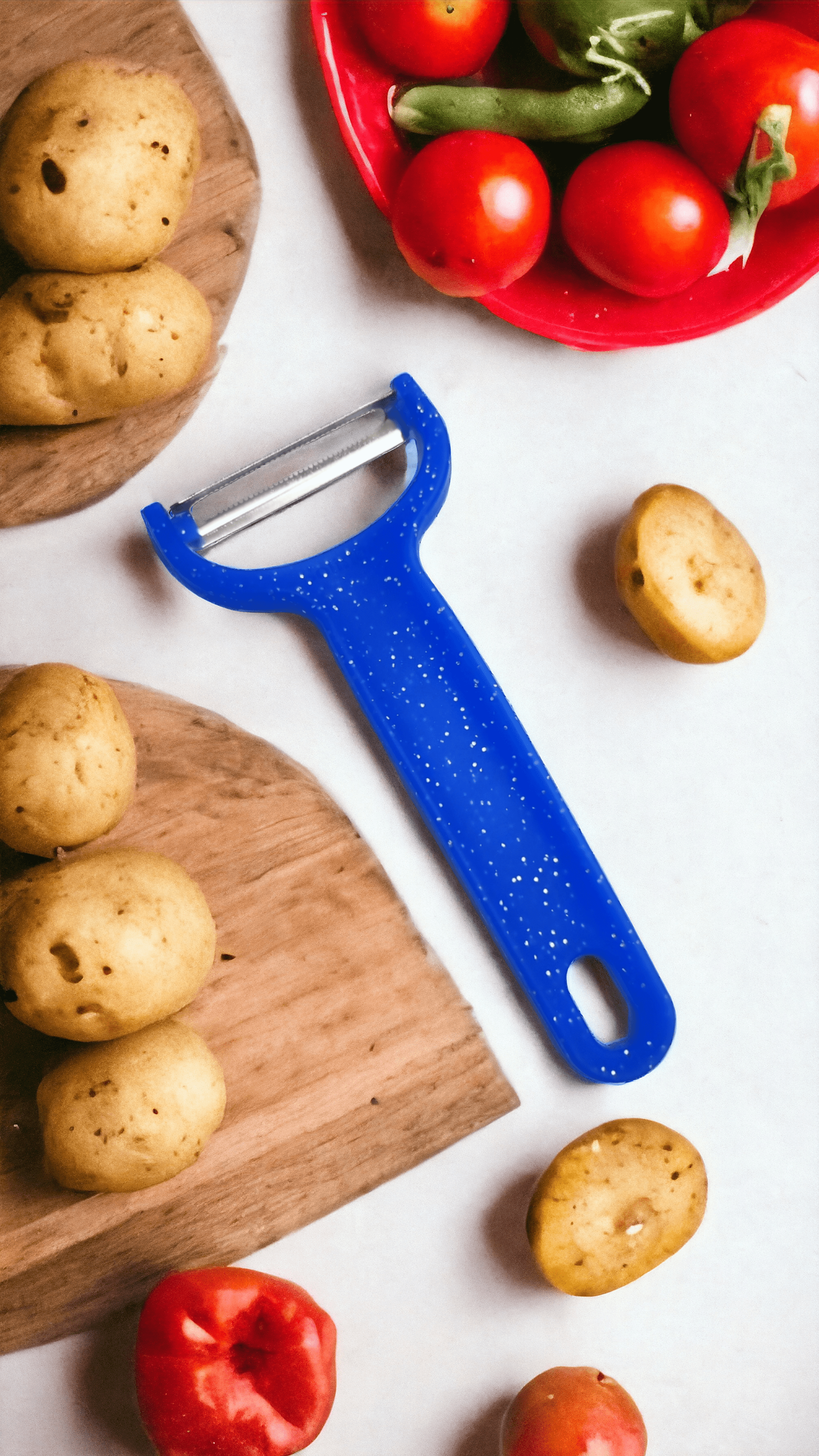 Solingen Paslanmaz Çelik Ağızlı Soyacak Meyve Sebze Soyacağı Mavi