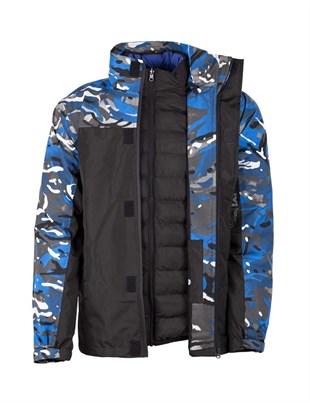 4IN1 Outdoor Tactical Double Sided Coat Raincoat Waterproof Stainproof Windproof Windbreaker Blue Mens Coat 3TECH02