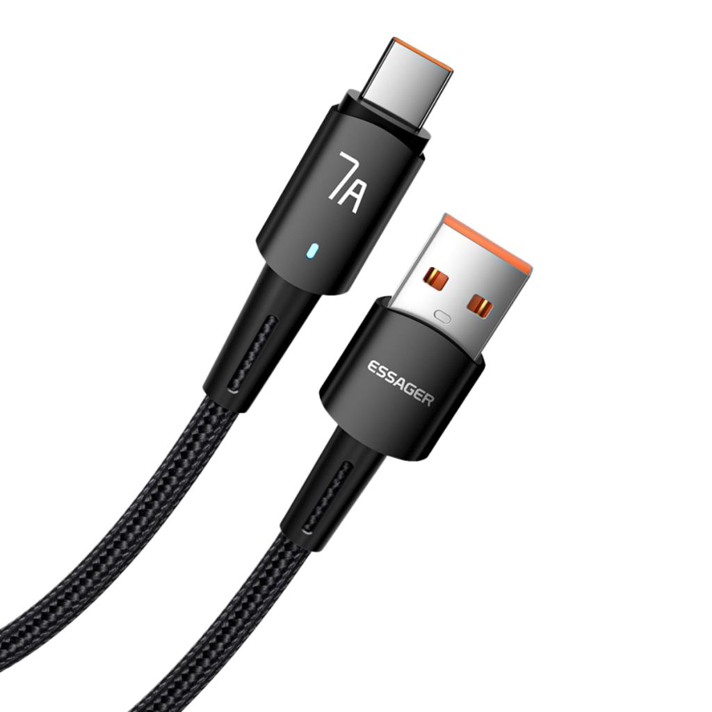 Essager 1 Metre 80W 7A USB to Type-C Süper Hızlı Data Şarj Kablosu, Ultra Dayanıklı Şarj ve Data Kablosu